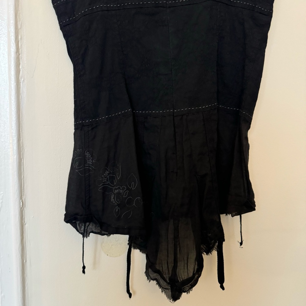 Rare Vintage Cop Copine Distressed & Embroidered Top with Contrast Stitching - Picture 5 of 7